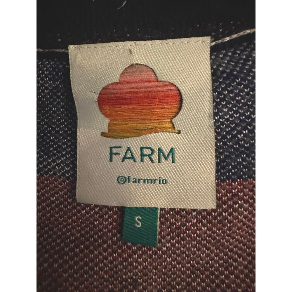 Farm Rio Art to Wear Fair Isle Knit Cardigan Sweater Hearts Fish Waves Small - Picture 7 of 14